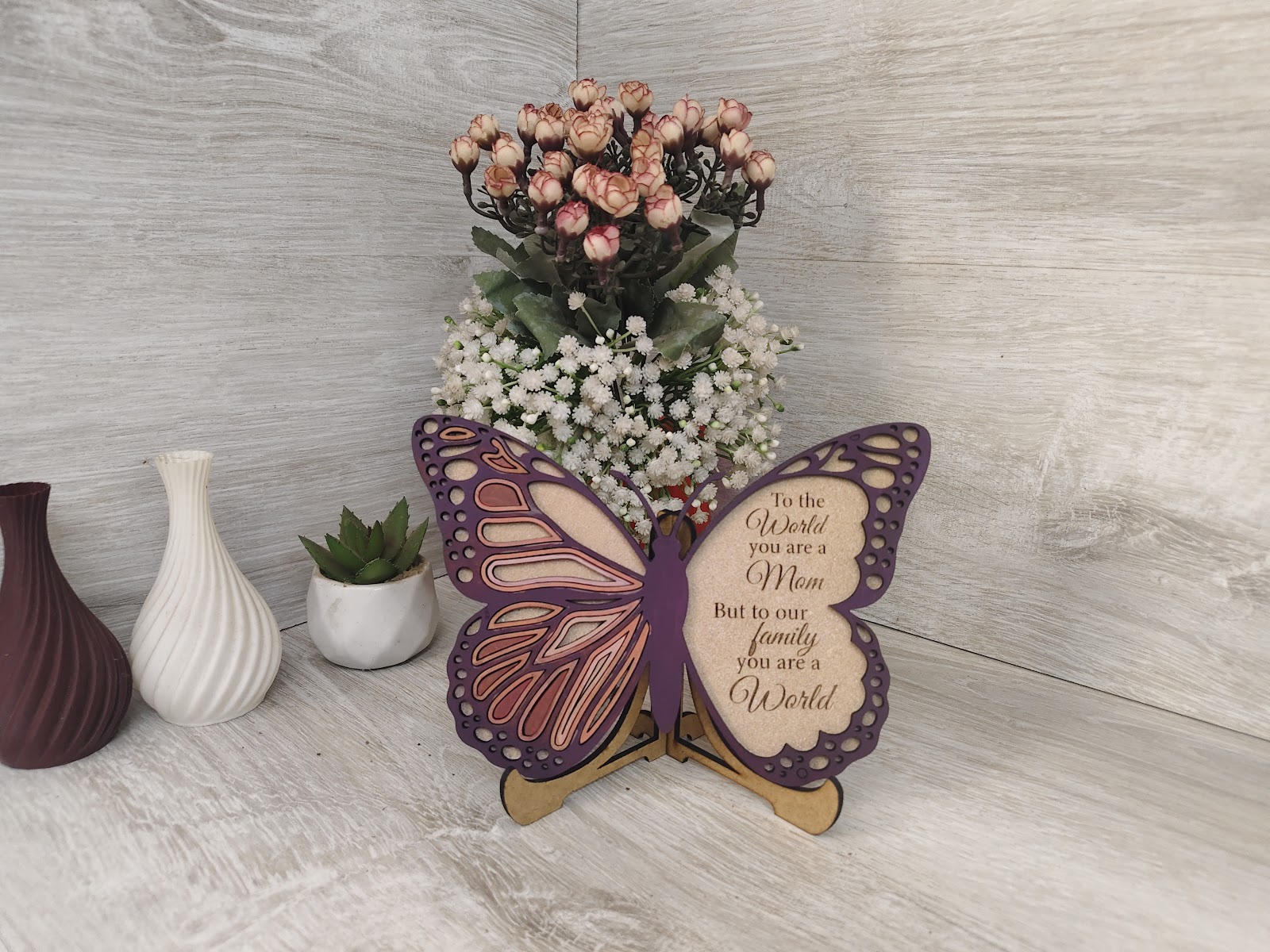 Layered and painted butterfly keepsake plaque