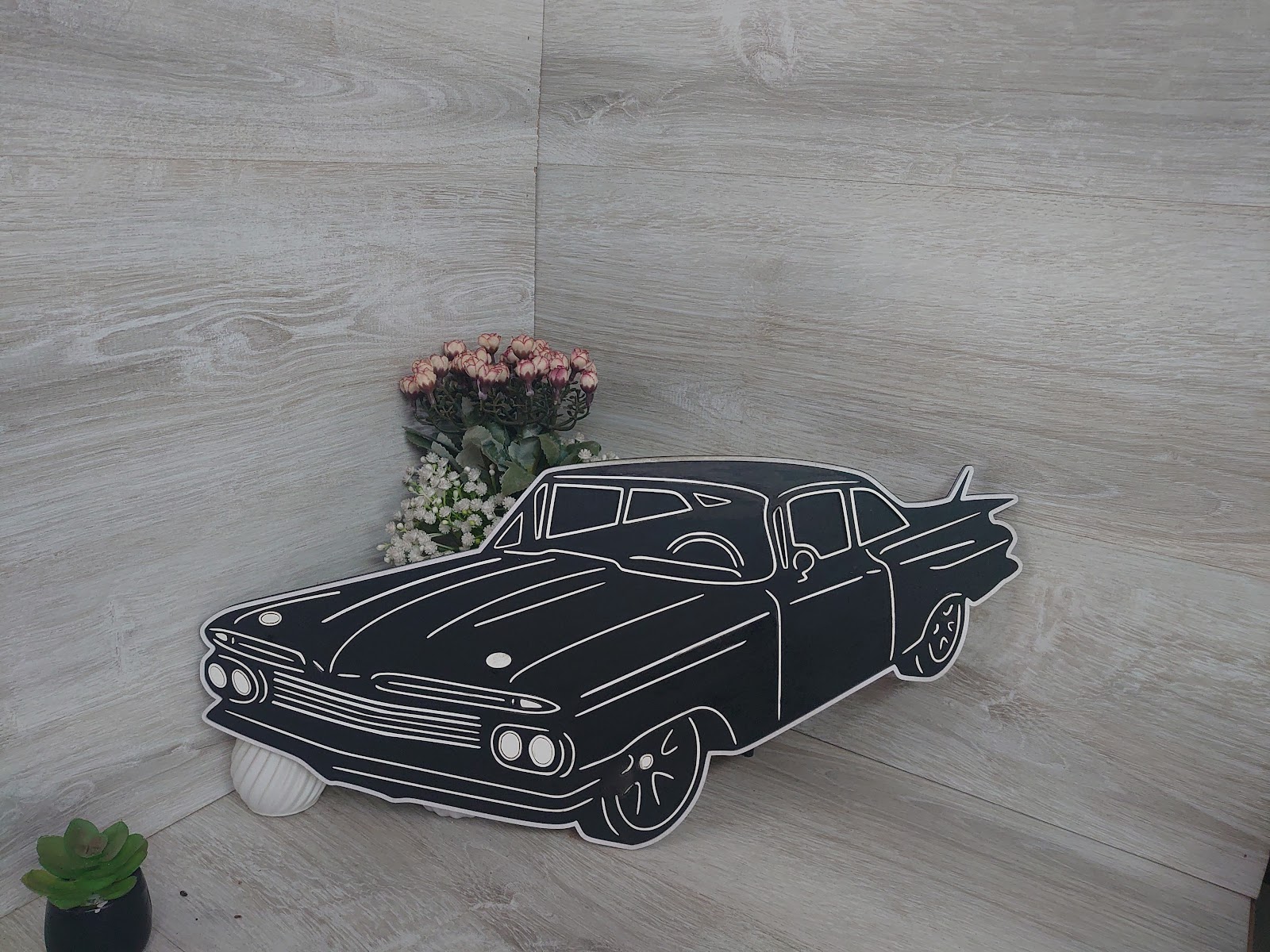 Classic car silhouette cutout